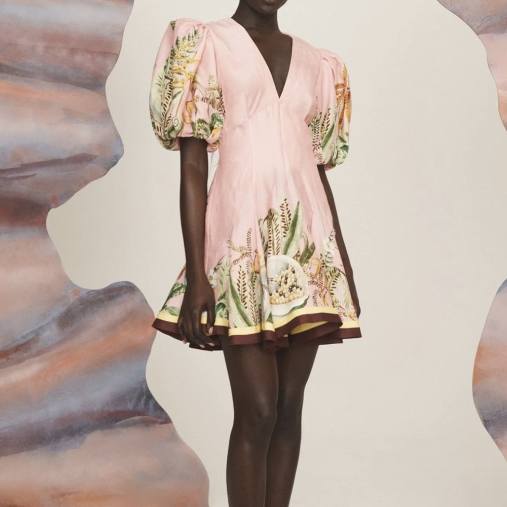 Alemais Pink Floral Mini Dress